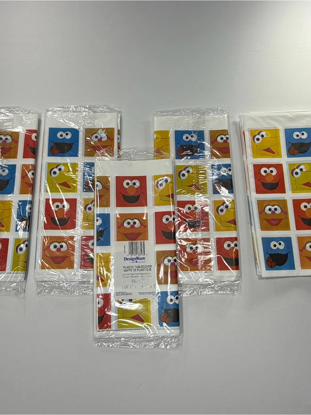 Vintage Sesame Street Plastic Tablecloth Lot of 5 Elmo Big Bird Cookie Monster